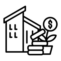 Investment Icon in Outline Style. Simple Vector Design. Simple Vector Outline Icon