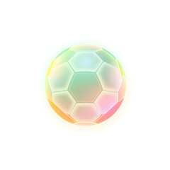 Fototapeta premium Soccer ball holographic 3D icon. neon symbol vector illustration isolated on white background. Generative AI