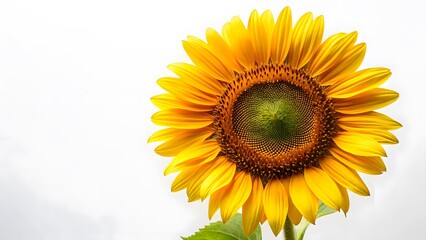 Fototapeta premium Single Sunflower on White Background