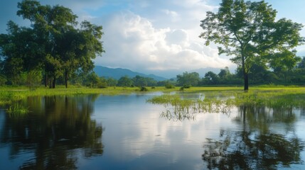 Fototapeta premium The Song of Life in a Tranquil Wetland