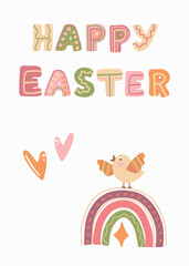 Happy Easter in green pink and beige colors 34