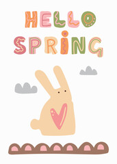 Happy Easter in green pink and beige colors 50