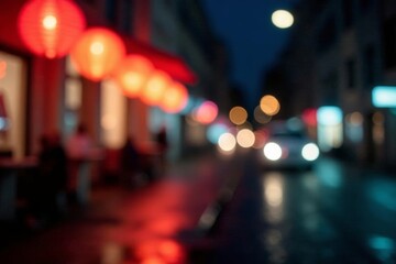 Blurred bokeh lights, open umbrella, dark background , lights, background