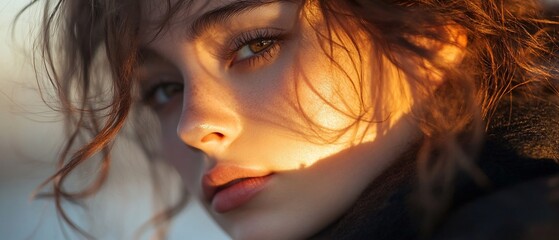 Golden light portrait of a woman outdoors