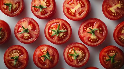 high quality image showcasing fresh whole and sliced tomatoes against a clean white background perfect for culinary health and agricultural themes