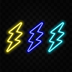 Lightning Bolt Neon Sign Vector