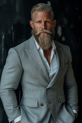 Fototapeta premium A distinguished gentleman in a tailored suit, showcasing timeless elegance.