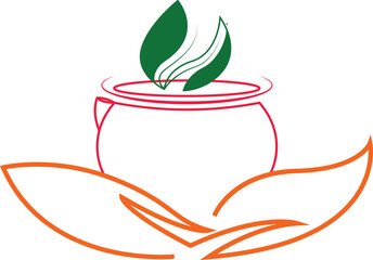 new teacup logo to make tea under factory with identification of company