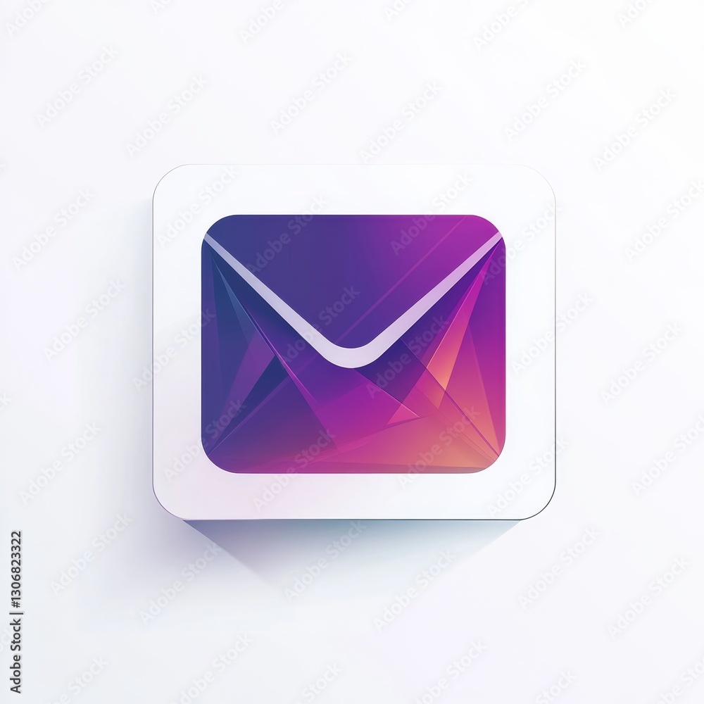 Aufkleber modern email icon with geometric design and pastel color palette on a white background