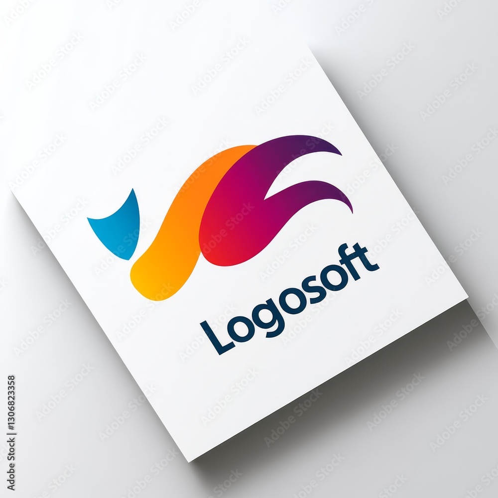 Poster Modern Logo Design Featuring Abstract Shapes and Gradient Colors on White Paper with Company Name