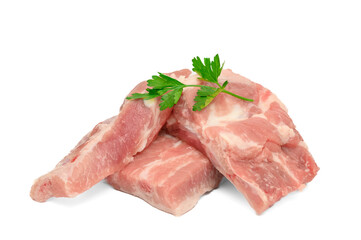 Surowa wieprzowina żeberka surowe na białym tle