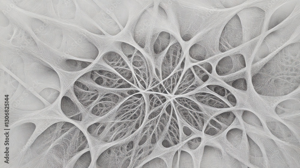 Fototapete intricate white network pattern evokes organic structures, connection and flow