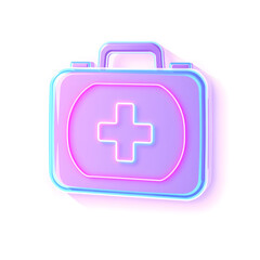 First aid kit holographic 3D icon. neon symbol vector illustration isolated on white background. Generative AI