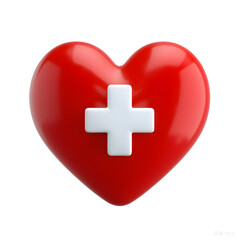 Obraz premium Caring Heart: A vibrant red heart with a prominent white cross, symbolizing health, wellness, and medical care. The image embodies vitality and well-being
