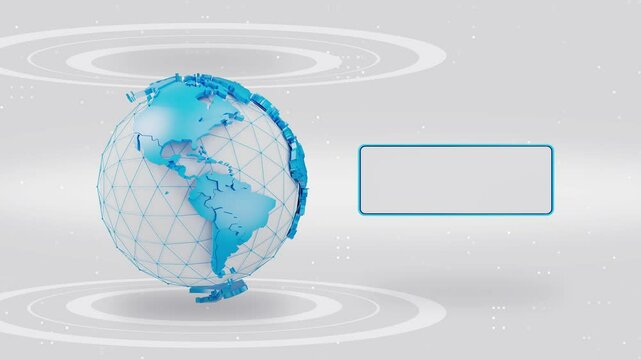 4k animated 3d blue globe 