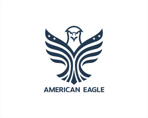 American Eagle logo design icon symbol vector illustration. Silhouette eagle bird icon vector template	