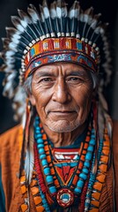 Fototapeta premium Native Portrait, Heritage Adornments, Studio
