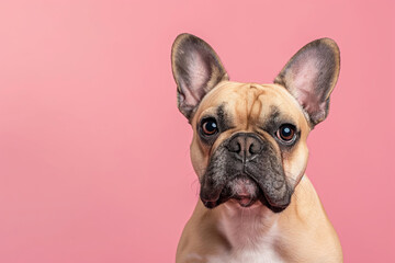 French Bulldog dog on minimalistic colorful background with Copy Space. Perfect for banners, veterinary ads, pet food promotions, and minimalist designs.