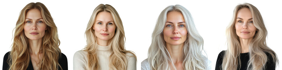 Fototapeta premium Elegant and captivating portrait of a beautiful young blonde woman wearing a white sweater posing confidently against a plain white studio background The model s flawless skin piercing eyes