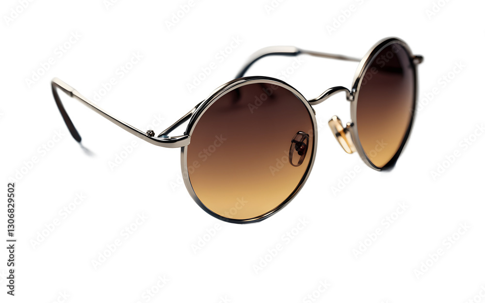 Poster a pair of round sunglasses with a metal frame, isolated on a empty plain background
