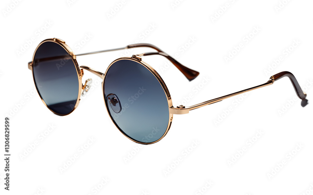 Poster a pair of round sunglasses with a metal frame, isolated on a empty plain background
