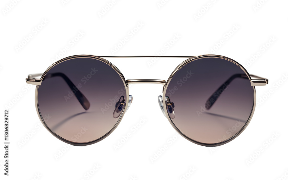 Poster a pair of round sunglasses with a metal frame, isolated on a empty plain background