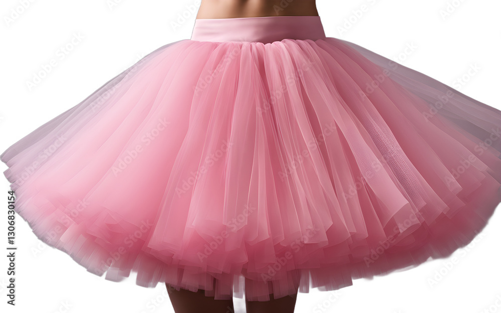 Poster A pink tutu skirt with multiple layers of tulle, isolated on a empty plain background