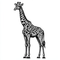 Naklejka premium A majestic giraffe standing gracefully against a plain background, showcasing its unique patterns