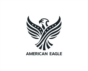 Fototapeta premium American Eagle logo design icon symbol vector illustration. Silhouette eagle bird icon vector template 
