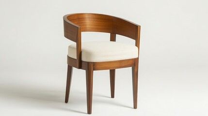 Elegant Walnut Wood Chair with Cream Upholstery: A Modern Design Statement
