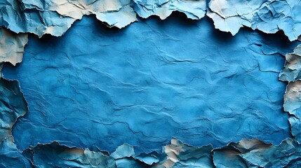Obraz premium Crumpled blue paper creates a textured background ideal for creative projects and design work