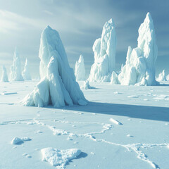 Majestic Ice Formations Under a Soft Winter Sky