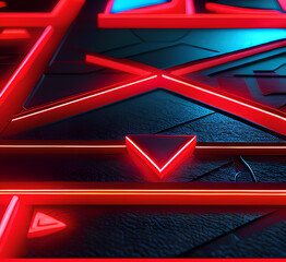 Abstract neon arrow direction random light on black empty space design modern futuristic technology background illustration.,generative AI