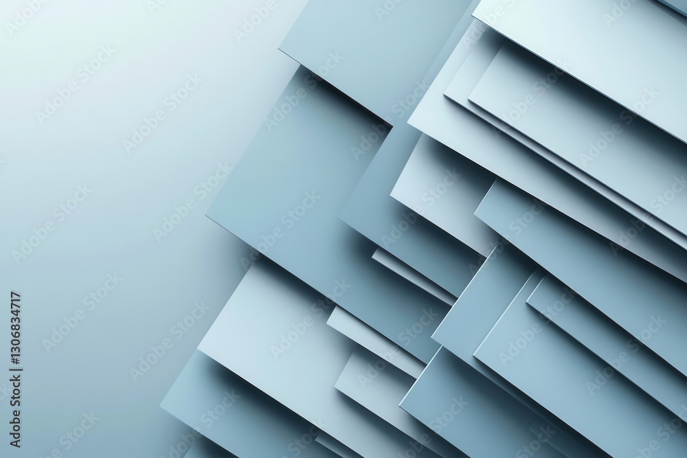Poster Sleek and professional paper art background with geometric shapes in muted blue and gray tones for document presentation Generative AI