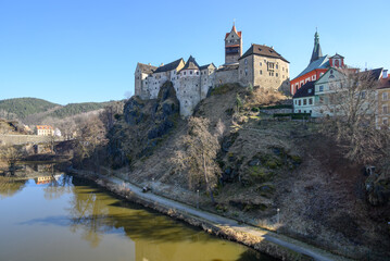 Naklejka premium Loket Castle, a 12th-century gothic castle in the Karlovy Vary Region in Czech Republic.