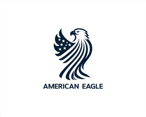 American Eagle logo design icon symbol vector illustration. Silhouette eagle bird icon vector template	