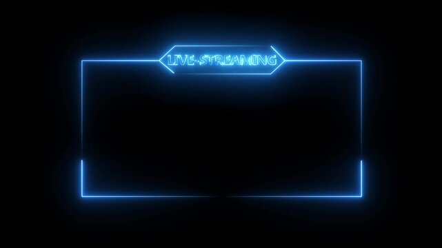 live RCE streaming neon text frame animation box frame neon frame live streaming game live Stream overlay animation for live streaming video Titles 4k animation . 