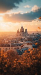 Obraz premium Parisian Sunset View of Sacr?-C?ur Basilica