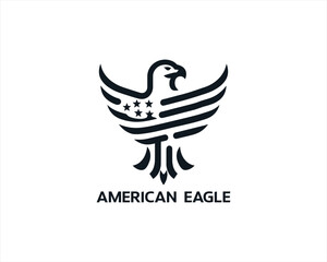 American Eagle logo design icon symbol vector illustration. Silhouette eagle bird icon vector template	