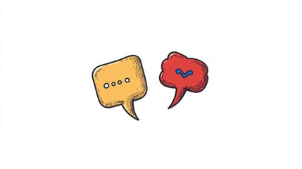 Engaging conversation between two characters digital illustration graphic design colorful speech bubbles creative concept for effective communication
