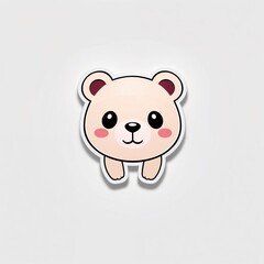 Fototapeta premium Adorable Cartoon Bear: A cute cartoon bear with a friendly expression, big black eyes, and a soft, inviting color palette