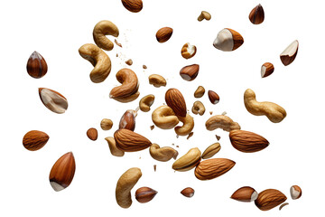 Obraz premium mixed nuts including almonds on transparent background