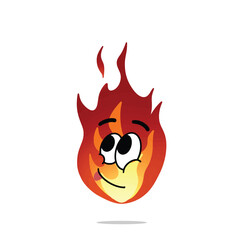 happy fire mascot illustration for design. cute and playful concept.  flame, burning, hot, inferno, danger, energy, and firestorm themes themes