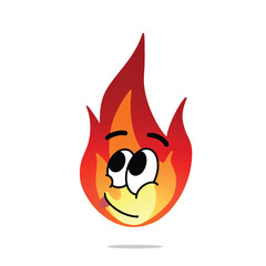 happy fire mascot illustration for design. cute and playful concept.  flame, burning, hot, inferno, danger, energy, and firestorm themes themes