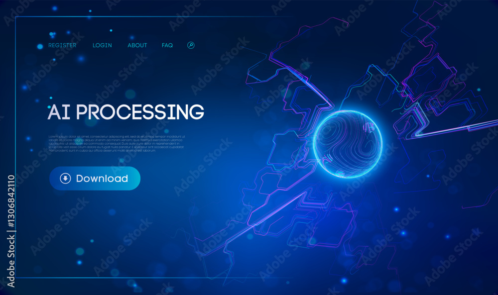 Aufkleber Ai automation and process optimization. Business Ai data mining concept. Machine learning and data analysis technology background.
