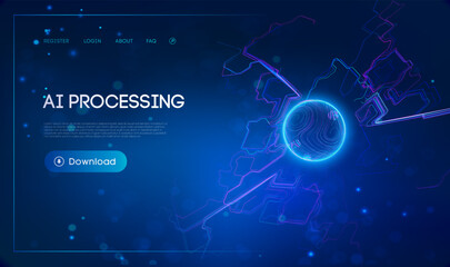 Ai automation and process optimization. Business Ai data mining concept. Machine learning and data analysis technology background.