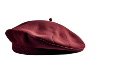 A traditional French beret made of wool, isolated on a empty plain background