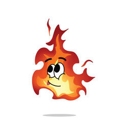 happy fire mascot illustration for design. cute and playful concept.  flame, burning, hot, inferno, danger, energy, and firestorm themes themes