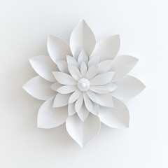 Fototapeta premium Elegant White Paper Flower Design with Detailed Petals on Minimalistic Background