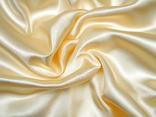 Fototapeta premium Luminous creamy satin folds with gentle waves background texture